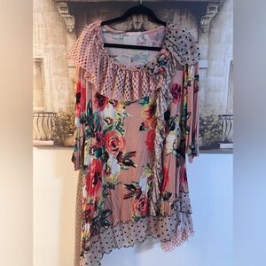 Floral and Polka Dot Ruffle Dress